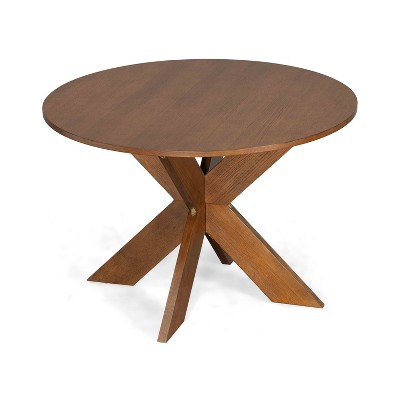 Vynxaria 46.10" Round Dining Table, Modern Farmhouse Style Cherry Kitchen Table, Ideal for Home Dining Spaces