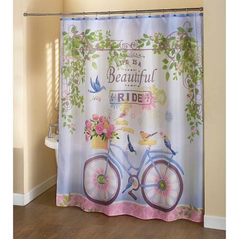 Lakeside Life Is A Beautiful Ride Vintage Bicycle Bathroom Shower Curtain Target