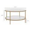 Side Table with Storage, 32" Round End Table, 2-Tier Tempered Glass Coffee Table with Steel Frame for Living Room - 3 of 4