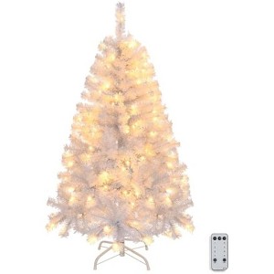 VINGLI 4ft White Pre-lit Artificial White Christmas Tree with 140 Warm White Lights, Xmas Tree Holiday Party Decorations - 1 of 4