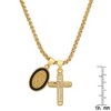 Steeltime Ladies brass & black enamel Our Lady of Guadalupe and simulated diamond cross pendant charms. Color Options: White, Gold - 3 of 4