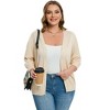 Coolmee Women's Plus Size Cardigan Lightweight V-Neck Button Down 3/4 Sleeve Cardigan Sweater XL Apricot - 2 of 4