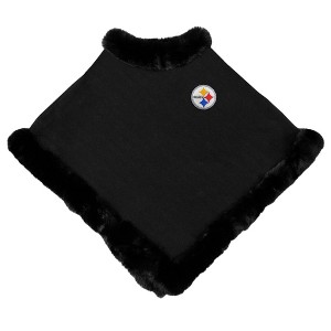 NFL Pittsburgh Steelers Fur Trim Poncho - 1 of 4