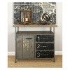 Olivia & May Metal Utility Cabinet with Wood Top Steel Gray: Industrial Style, Iron Frame, 3 Drawers, 2 Doors, No Assembly Required - 4 of 4