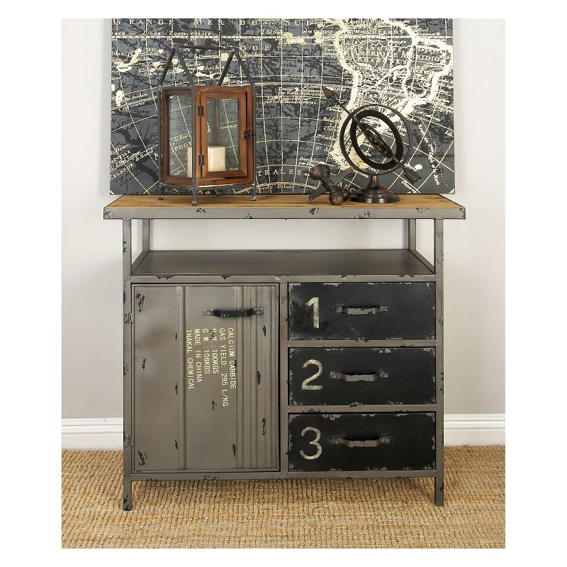 Metal Utility Cabinet with Wood Top Steel Gray - Olivia & May, 5 of 17
