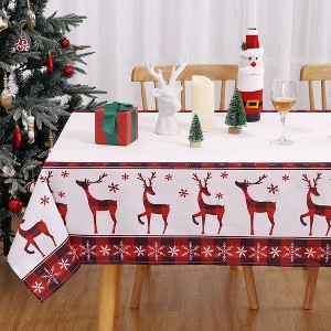 Rectangle Christmas Tablecloth with Buffalo Reindeer Print - 1 of 4