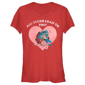 Juniors Womens Batman Valentine's Day All the Clues Lead to You T-Shirt - 1 of 4