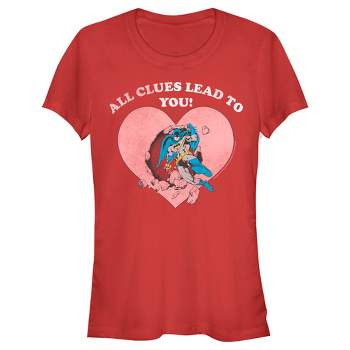 Juniors Womens Batman Valentine's Day All the Clues Lead to You T-Shirt