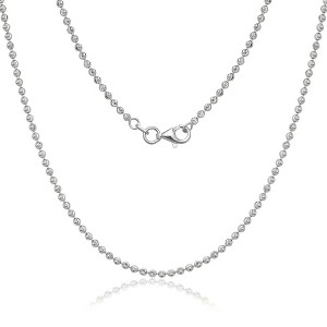 Links of Italy Sterling Silver 2mm Diamond Cut Moon Bead Chain - Rhodium Plated - Available Sizes: 16  , 18  , 20  , 22  , 24  , 30  Inches - 1 of 2