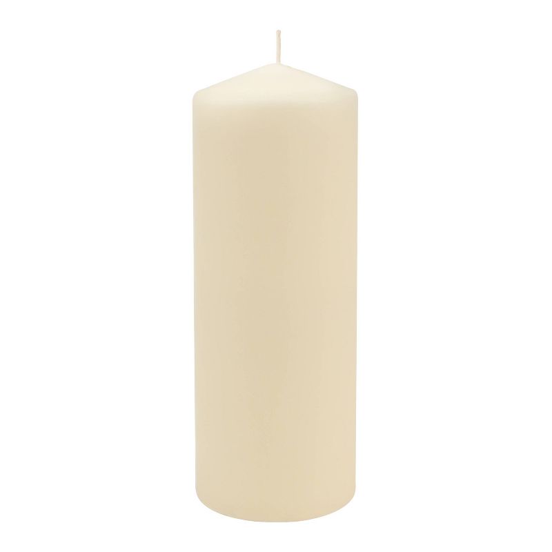 Stonebriar 3pk Tall 3&#39;&#39; x 8&#39;&#39; 80 Hour Long Burning Unscented Ivory Wax Pillar Candle, 1 of 8