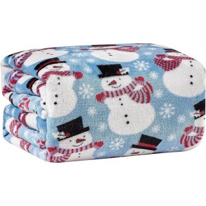 Kate Aurora Winter Blues Christmas Snowman Ultra Soft And Plush Throw Blanket - 50 in. W x 60 in. L - 1 of 4
