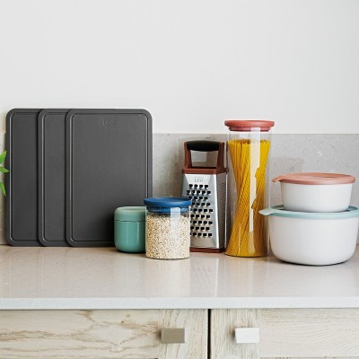 Gray Polypropylene Rectangular Cutting Board Set, 12.5"
