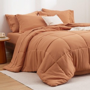 5-7 Pcs Comforter Set - Solid Bed in a Bag with Comforter, Sheets, Pillowcases & Shams - 1 of 4