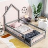 VYNXARIA Gray Pine Twin - Size Bed Frame with House-shaped Headboard and Rails - 2 of 4