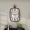 Olivia & May 33"x19" Metal Pocket Watch Style Wall Clock Red - : Silent Mechanism, Keyhole Hanging, No Assembly Required - 4 of 4