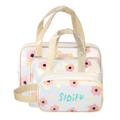 Unique Bargains Women's Durable Cosmetic Bag Pink 3 Pcs