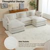 Whisen 112" Modern Design Modular Sofa Couch Upholstered Corduroy L-Shape Sectional Sofa with Two Movable Ottomans and Side Storage Pockets - 4 of 4