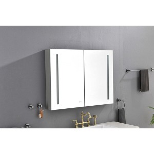 Munora - 40"W x 30"H LED Surface Mount Medicine Cabinet - Aluminum Alloy, 3x Magnification, Dimmable Lights - Bathroom Mirror Cabinet - 1 of 4