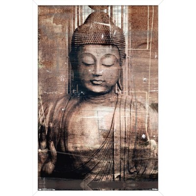 Trends International Thai Buddha Framed Wall Poster Prints White Framed ...