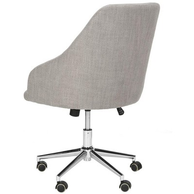 Transitional Gray Linen Swivel Office Chair with Chrome Legs