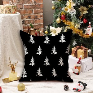 Soft Velvet Christmas Pillow Covers 18x18 inch Set of 2 Black Christmas Tree Decorative - 1 of 2