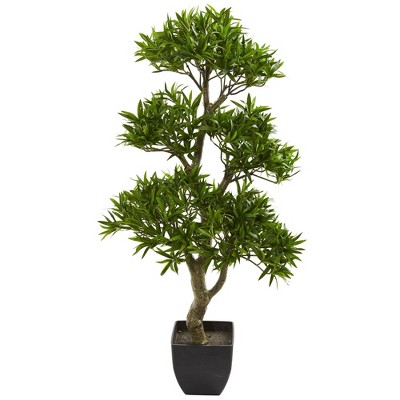 37" Artificial Bonsai Styled Podocarpus Tree in Planter - Nearly Natural