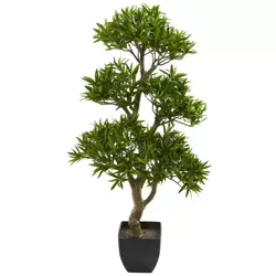 37" Artificial Bonsai Styled Podocarpus Tree in Planter - Nearly Natural