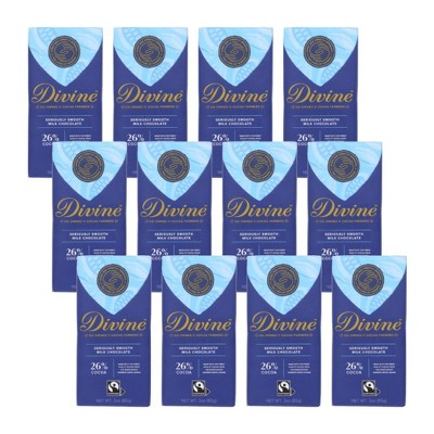 Divine Chocolate 26% Cocoa Seriously Smooth Milk Chocolate Bar - Case of 12/3 oz