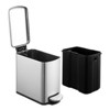 1.6 Gallon Slim Bathroom Trash Can with Soft Close Lid & Removable Inner Bucket, 6 Liter Stainless Steel Garbage Can - 2 of 4