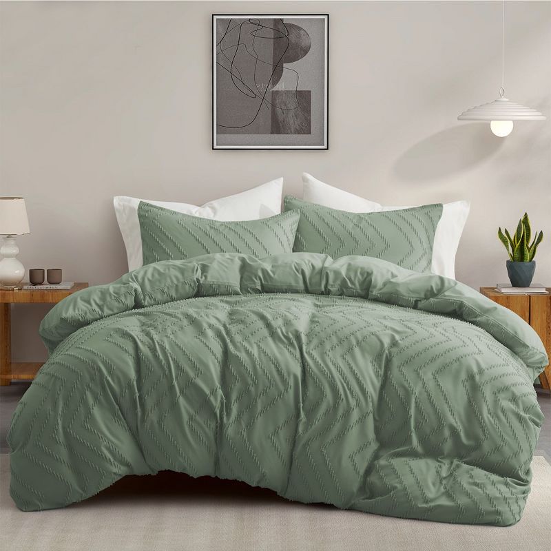 Peace Nest Tufted Clipped Jacquard Geometric Duvet Cover & Pillowcase Set, 3 of 8