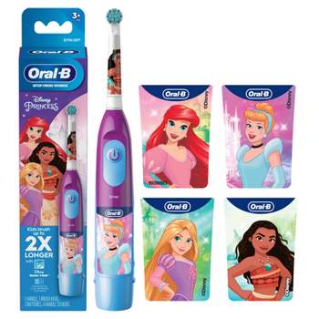 Oral-B Kids' Soft Bristles Battery Toothbrush Featuring Disney's Princesses with Replaceable Brush Head, for ages 3+