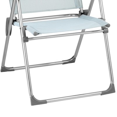 Lafuma Sky Blue Aluminum Folding Outdoor Armchair with Square Arms