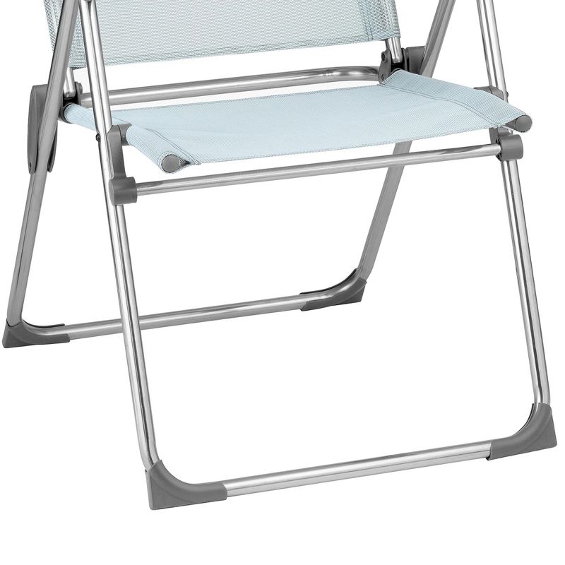 Lafuma Alu Cham Adjustable Lightweight Ergonomic Rust-Free Outdoor Folding Patio Armchair w/5 Seating Positions & Batyline Ventilated Fabric, Sky Blue, 5 of 7
