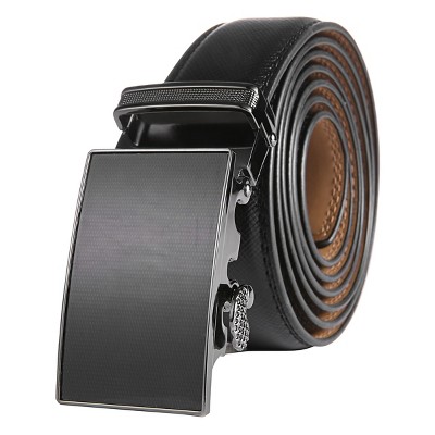 Dubulle Designer Ratchet Belt for Men Leather Fashion Adjustable Automatic Buckle Sliding Removable Dress Casual