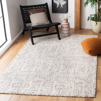 Ivory Geometric Flat Woven Rectangular Area Rug, 3' x 5'