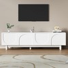 Spassway White TV Stand with Adjustable Shelves Storage Cabinet with Solid Wood Legs Entertainment Center for Living Room for TVs up to 78" - 2 of 4