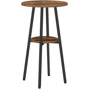 MaseiKar Bar Table, Round Pub Table, 2-Tier with Storage, 37.4" High Top for Small Spaces, with Top Particleboard for Kitchen,Rustic Brown - 1 of 4
