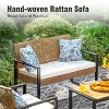 Captiva Designs Outdoor Patio 4 Pieces Wicker Porch Furniture Small Rattan Couch Set with Wood Table for Backyard - 2 of 4