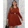 Coolmee Women's Plus Size Sweater Dresses Knit Textured Long Sleeve Button Loose Casual Pleated Fall Dress - 3 of 4