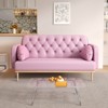 Upholstered Loveseat Couch With 2 Piercing-Shaped Pillows Wooden Legs Button Tufted Cushion Couch Sleeper Armrest Sofa - 2 of 4