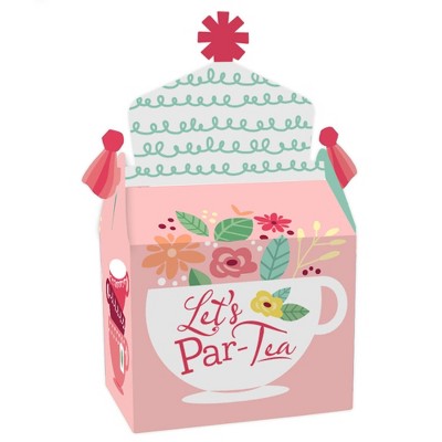 Big Dot of Happiness Floral Let's Par-Tea - Treat Box Party Favors - Garden Tea Party Goodie Gable Boxes - Set of 12