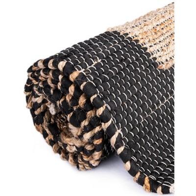 Handmade Black Geometric Braided Jute Area Rug 5' x 8'