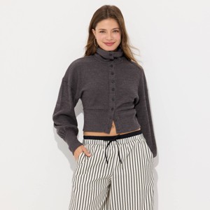Women's Ribbed Brushed Button Cardigan - Wild Fable™ - 1 of 4