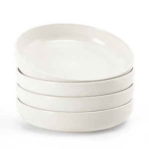 Itopfox Milkyway Pasta Bowls Set of 4 Large Salad Bowls with Double Reactive Glaze, Sturdy & Stackable Ideal for Housewarming, Festivals, Matte White - 1 of 4