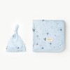 Organic Swaddle Blanket & Hat Set - Celestial - 4 of 4