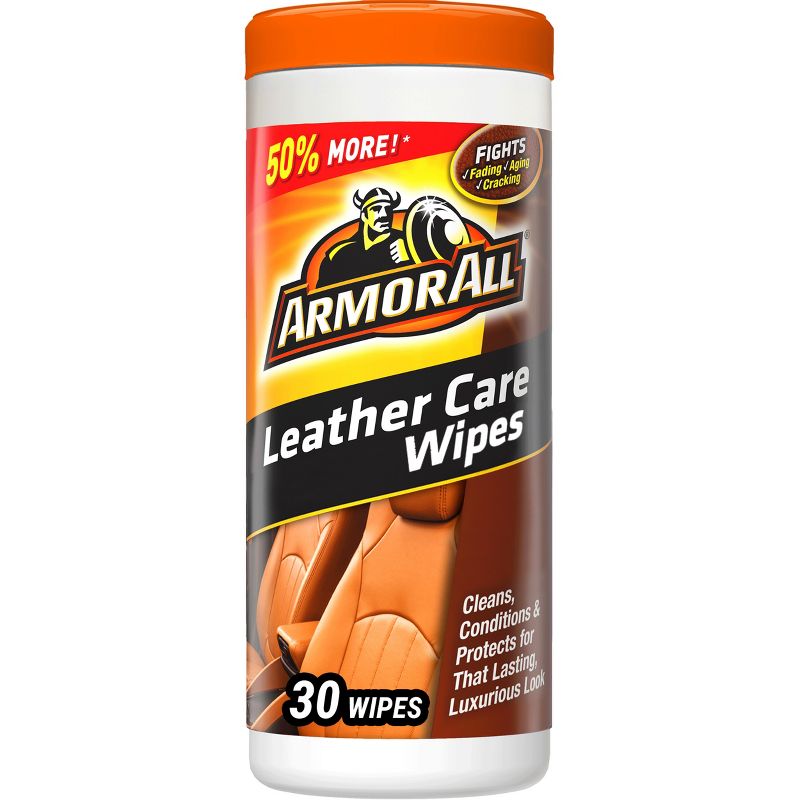 Armor All 30ct Leather Care Wipes Automotive Protector, 1 of 6