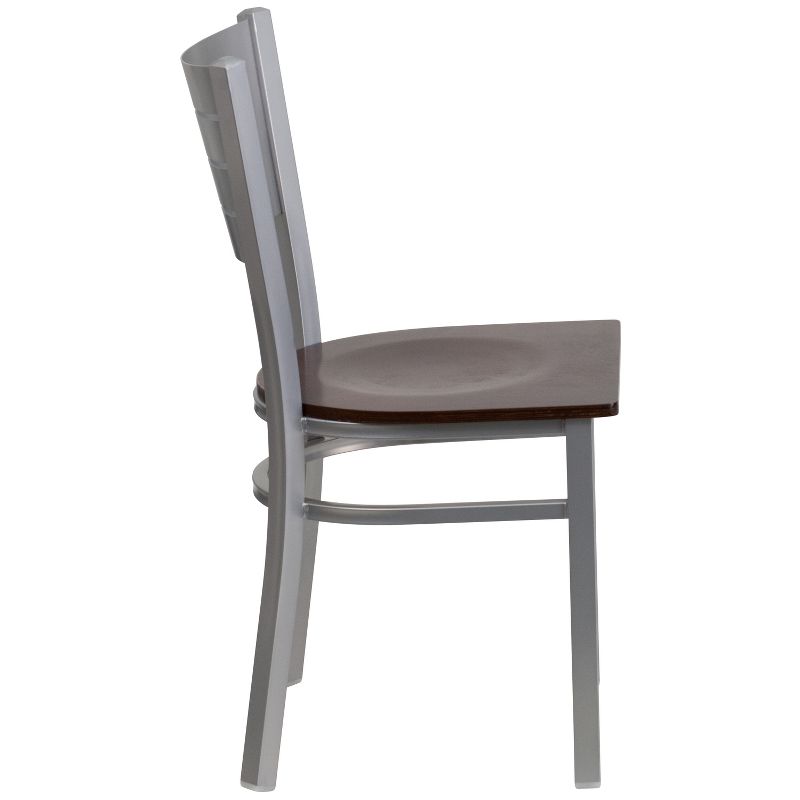 Flash Furniture Silver Slat Back Metal Restaurant Chair, 5 of 8