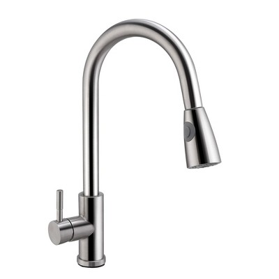 iMountek "Brushed Nickel Single Handle Kitchen Faucet with Pull-Down Sprayer – Flexible & Stylish Stainless Steel Design" Silver