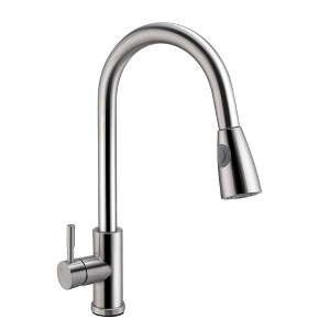 iMountek "Brushed Nickel Single Handle Kitchen Faucet with Pull-Down Sprayer – Flexible & Stylish Stainless Steel Design" Silver - 1 of 3