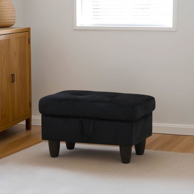 DOMETOUR Modern Black Flannel Ottoman for Living Room